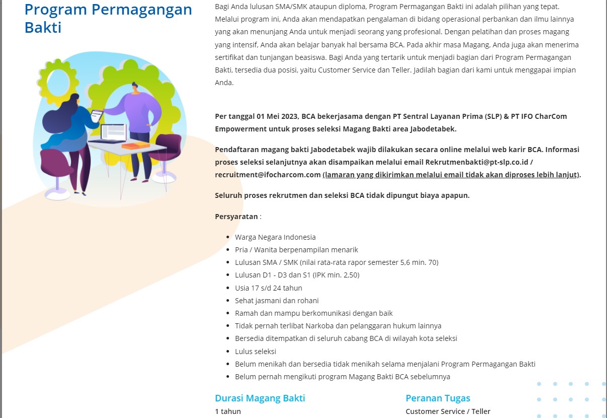 Loker magang bakti bca